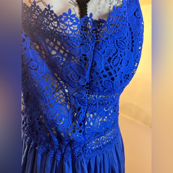 Women’s cute royal blue mini sundress lace bodice lined skirt size 14 - Picture 8 of 11